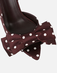Torena Brown Satin Bow Detail Peep Toe Heeled Sandals
