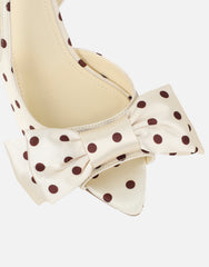 Torena Butter Cream Satin Bow Detail Peep Toe Heeled Sandals