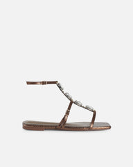 Azura Bronze Snake Embellished Flat Sandals