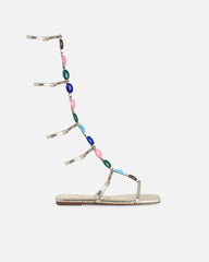 Zenya Gold Snake Embellished Knee High Sandals