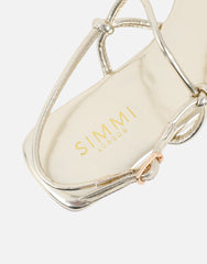 Leana Gold Metalic Strappy Flat Sandals