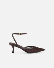 Amalfi Chocolate Lace Kitten Heels