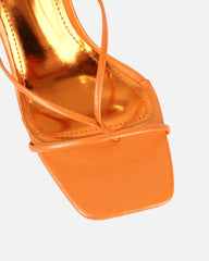 Pixar Orange Metallic Tie Up Heeled Sandals
