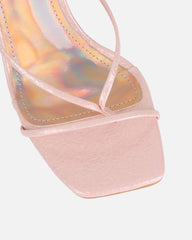 Pixar Pink Metallic Tie Up Heeled Sandals