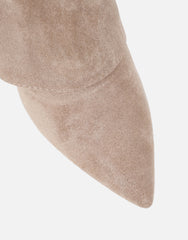 Anais Taupe Microfibre Foldover Buckle Detail Heeled Boots