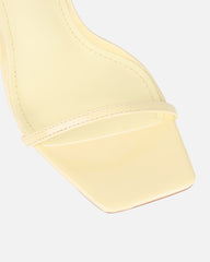 Apple Butter Yellow Patent Flared Heeled Sandals