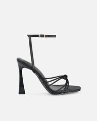 Riarra Black Lizard Strappy Heeled Sandals