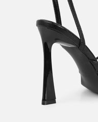 Riarra Black Lizard Strappy Heeled Sandals