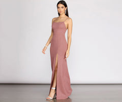 Aracely Glitter Crepe Mermaid Dress