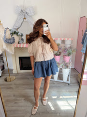 Washed Petal Denim Shorts