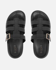 Berri Black Chunky Footbed Sliders