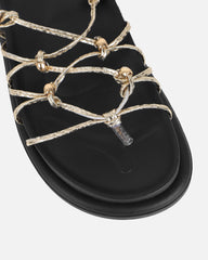Billie Gold Rope Tie Up Sandals