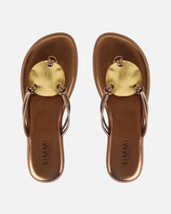 Bowe Bronze Gold Detail Toe Thong Sliders