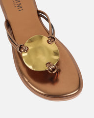 Bowe Bronze Gold Detail Toe Thong Sliders
