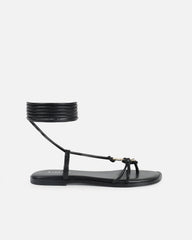 Bari Black Tie Up Gold Detail Sandals