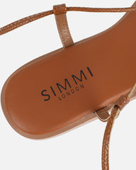 Bari Tan Tie Up Gold Detail Sandals