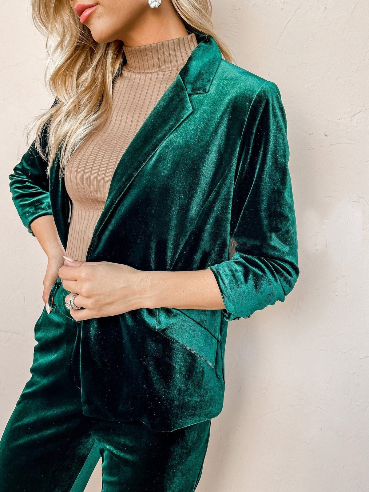 Blazers Lapel Velvet OL Slim Long Sleeve Blazer