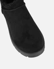 Emmy Black Faux Suede Micro Flatform Boots