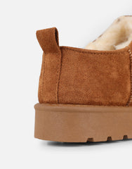 Emmy Chestnut Faux Suede Micro Flatform Boots