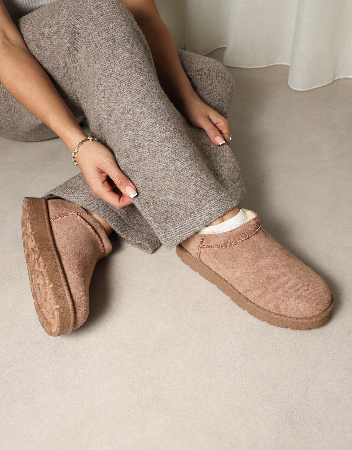 Emmy Mocha Faux Suede Micro Flatform Boots