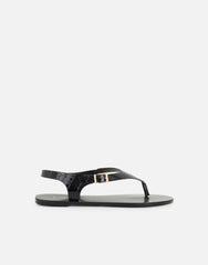 Kendall Black Toe Post Flat Sandals