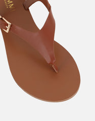 Kendall Tan Toe Post Flat Sandals