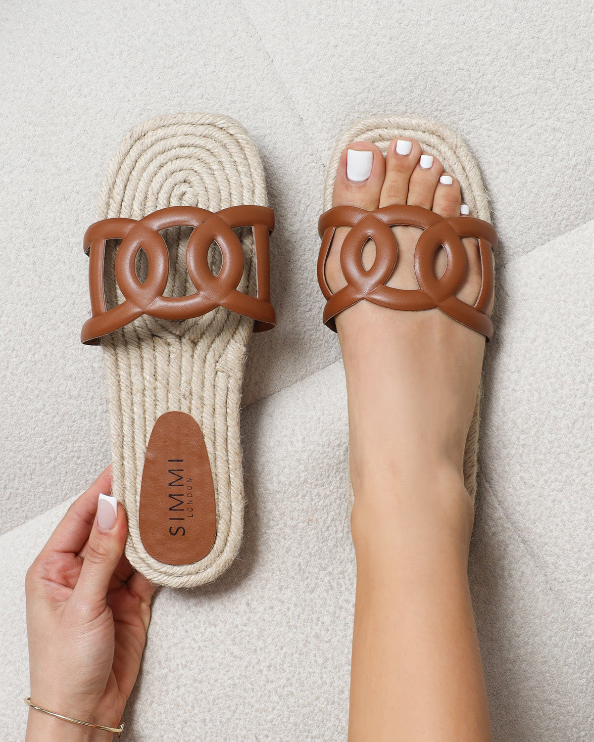 Carlos Tan Woven Flat Sandals