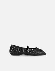Cecilia Black Woven Mesh Ballet Flats