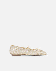 Cecilia Gold Metallic Woven Mesh Ballet Flats