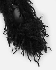 Charlee Black Faux Feathered Court Shoes