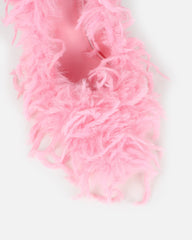 Charlee Pink Faux Feathered Court Shoes