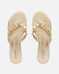 Sandy Gold Metallic Shell Detail Flats