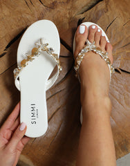 Sandy White Shell Detail Flats