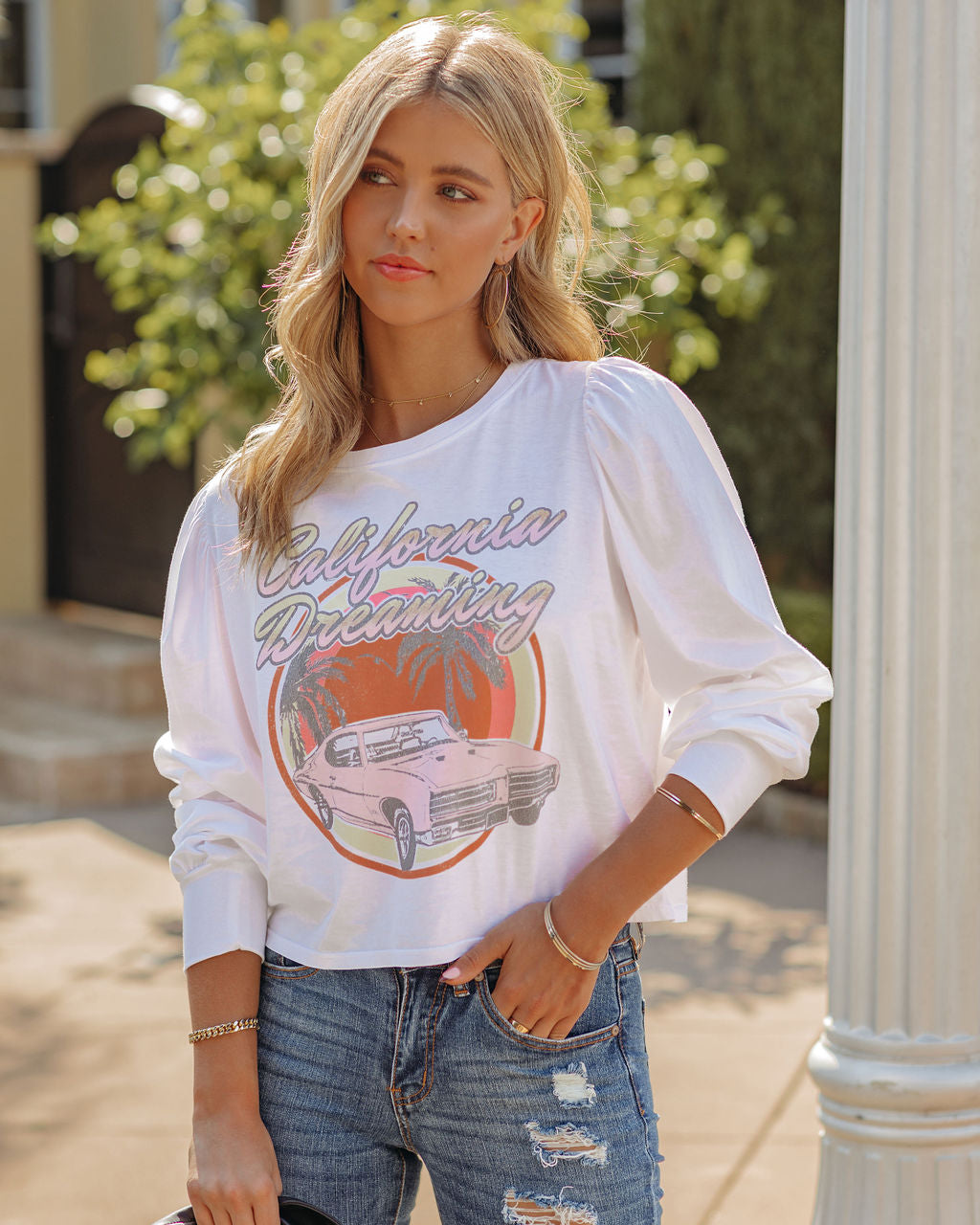 California Dreaming Cotton Long Sleeve Crop Top
