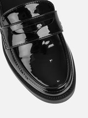 Shreya Black Patent Penny Loafers