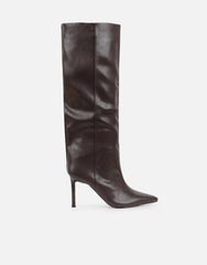 Miguel Brown Knee High Heeled Boots