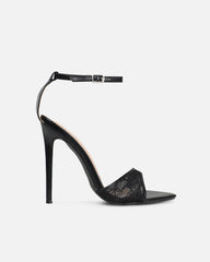 Eavie Black Lace Heeled Sandals