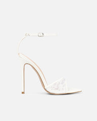Eavie White Lace Heeled Sandals