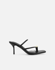 Eleanor Black Gold Toe Post Detail Mules