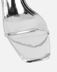 Lula Silver Mirror Heeled Sandals