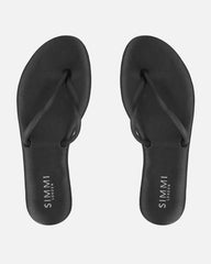 Elmas Black Satin Toe Post Sandals