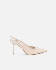 Exmoor Beige Plush Slingback Courts