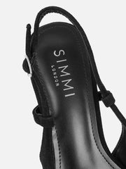 Emarra Black Suede Slingback Court Shoes