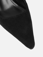 Emarra Black Suede Slingback Court Shoes