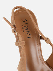 Emarra Taupe Suede Slingback Court Shoes