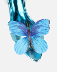 Fenelly Blue Metallic Butterfly Detail Heeled Sandals