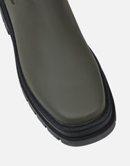 Ansel Khaki Rubberized Contrast Chunky Chelsea Boots