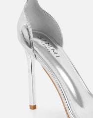 Gabby Silver Mirror Barely There Heeled Sandals
