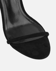 Amari Black Suede Barely There Heeled Sandals