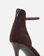 Amari Brown Suede Barely There Heeled Sandals